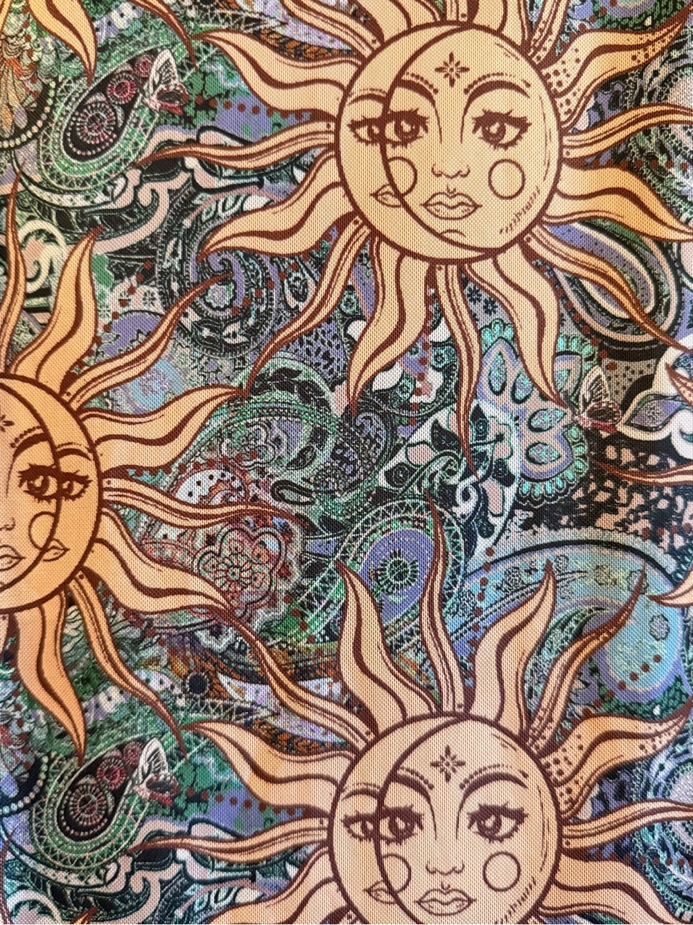 SHEIN MOD Sun Print Lettuce Trim Celestial Motif Maxi Skirt Medium - Picture 9 of 14
